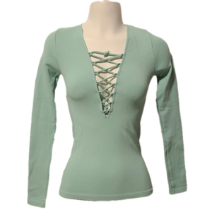 🐰NWOT Free People Lucky Lace Long Sleeve Shirt in Seafoam Green